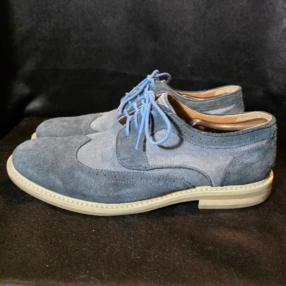 Men's Blue Suede Oxford Shoes